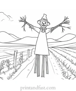 scarecrow Coloring Page Scenic