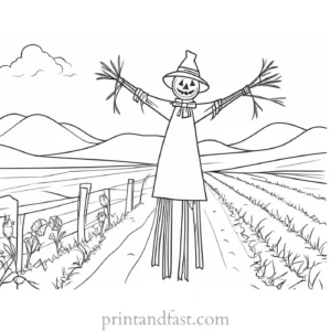 scarecrow Coloring Page Scenic