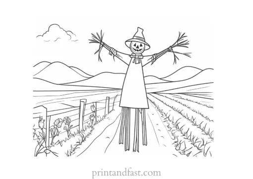 scarecrow Coloring Page Scenic