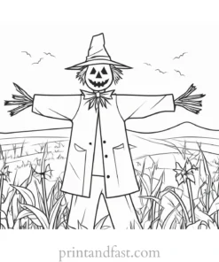 scarecrow Coloring Page Spooky