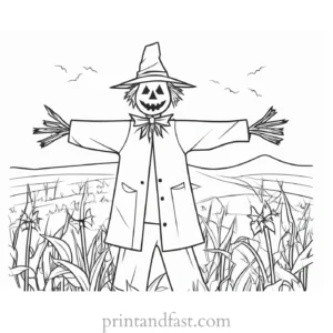 scarecrow Coloring Page Spooky