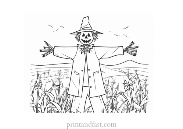 scarecrow Coloring Page Spooky