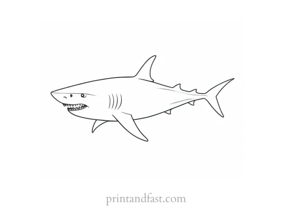 scary shark coloring page