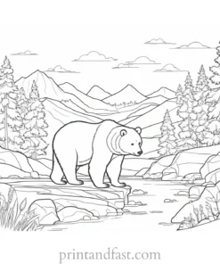 scenic Bear Coloring Page