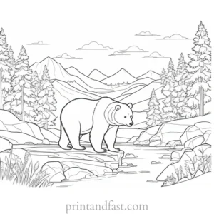 scenic Bear Coloring Page