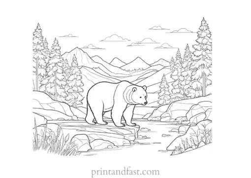 scenic Bear Coloring Page