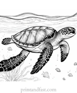 sea turtle coloring page underwater