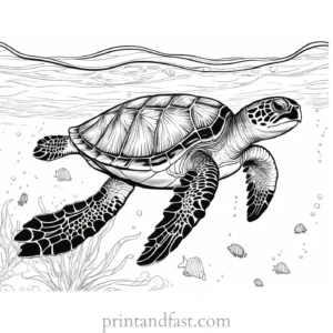 sea turtle coloring page underwater