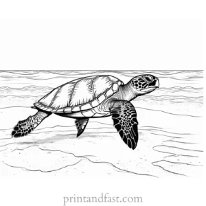 sea turtle coloring page with beach