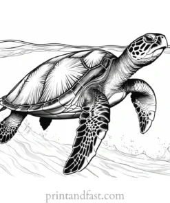 sea turtle coloring page with ocean