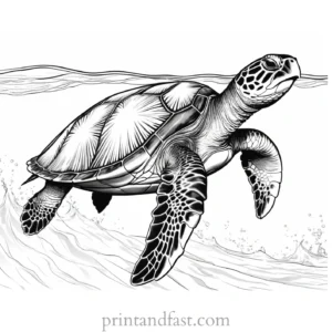 sea turtle coloring page with ocean