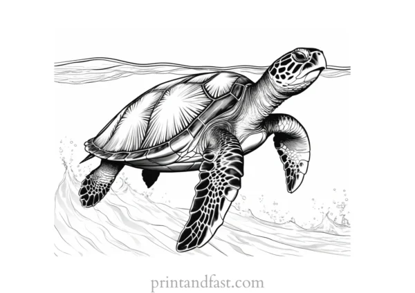 sea turtle coloring page with ocean