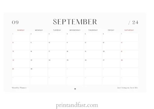 september 2024 calendar printable