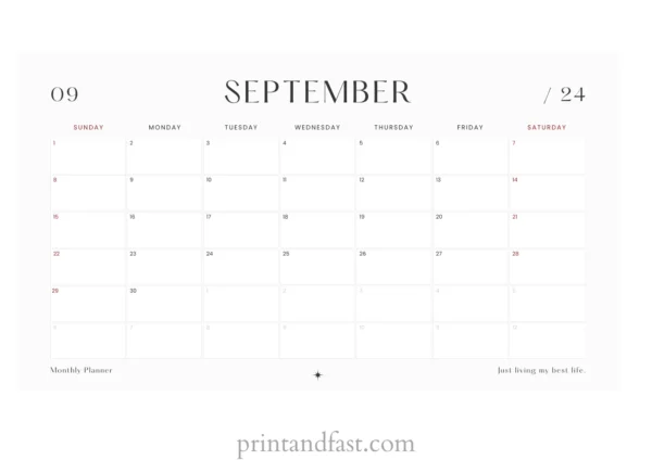 september 2024 calendar printable