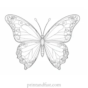 shamrock coloring page with butterflies