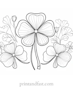 shamrock coloring page with flowers