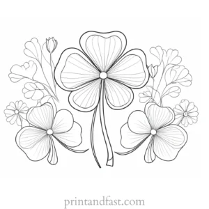 shamrock coloring page with flowers