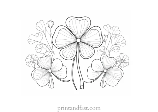 shamrock coloring page with flowers