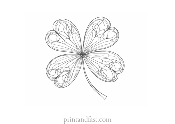 shamrock coloring page with hearts