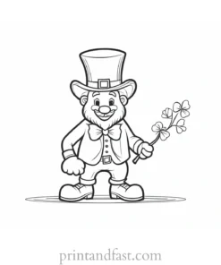 shamrock coloring page with leprechaun