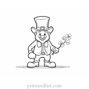 shamrock coloring page with leprechaun