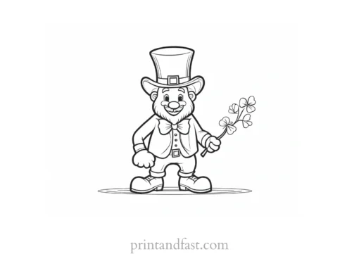 shamrock coloring page with leprechaun