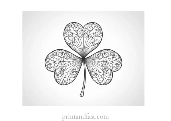 shamrock coloring page with patterns