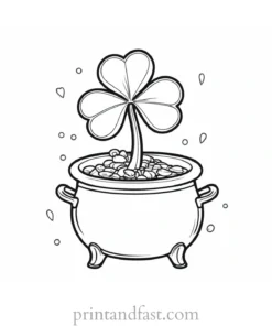 shamrock coloring page with pot of gold