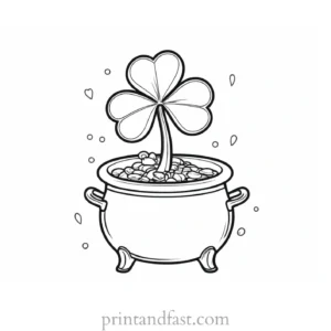 shamrock coloring page with pot of gold