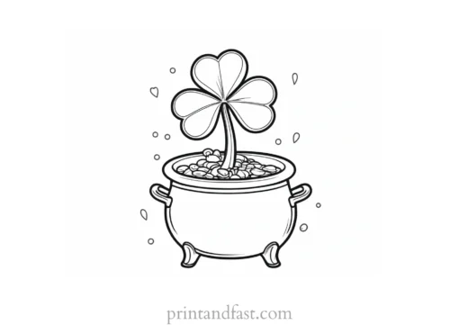 shamrock coloring page with pot of gold