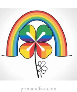 shamrock coloring page with rainbow