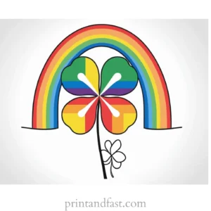 shamrock coloring page with rainbow