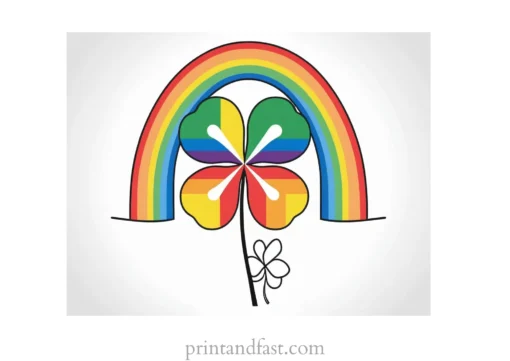 shamrock coloring page with rainbow