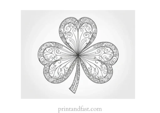 shamrock coloring page with swirls