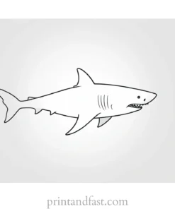 shark chasing prey coloring page