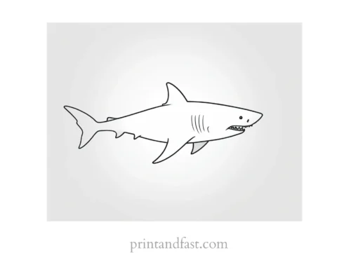 shark chasing prey coloring page