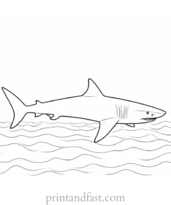 shark in the ocean coloring page