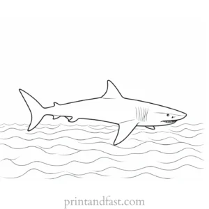 shark in the ocean coloring page