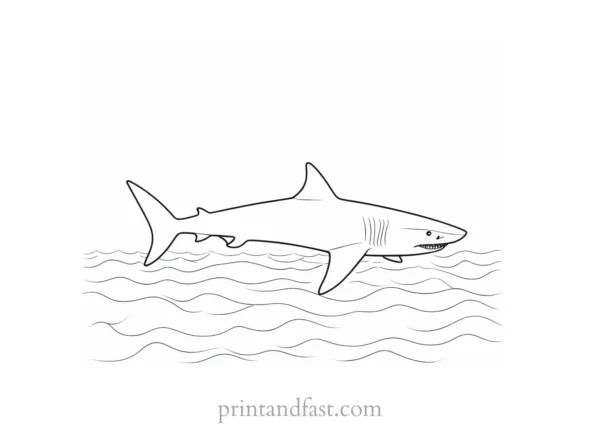 shark in the ocean coloring page