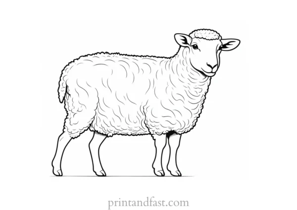 sheep coloring page black and white