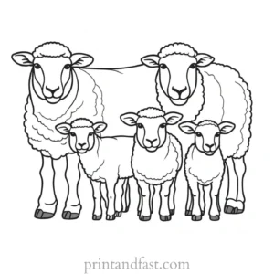 sheep coloring page family