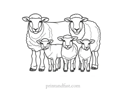 sheep coloring page family