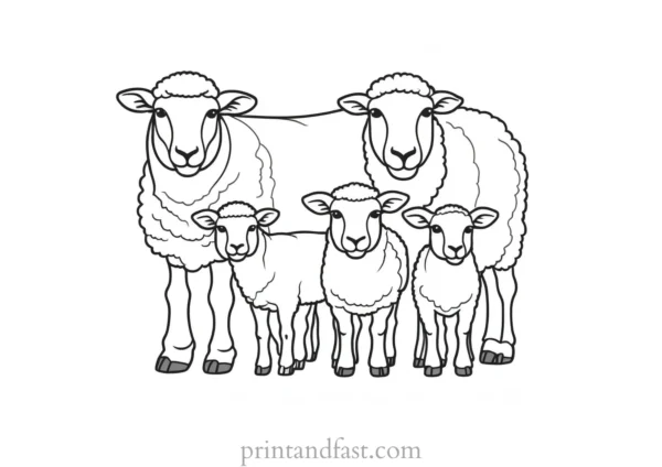 sheep coloring page family