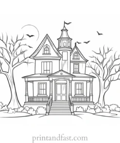 simple haunted house coloring page