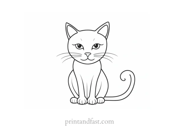 simple kitty coloring page