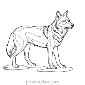 simple wolf coloring page