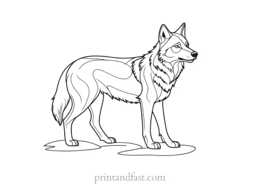 simple wolf coloring page