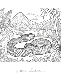 snake coloring page with jungle theme