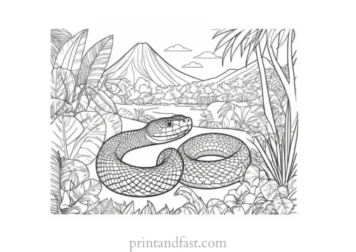 snake coloring page with jungle theme