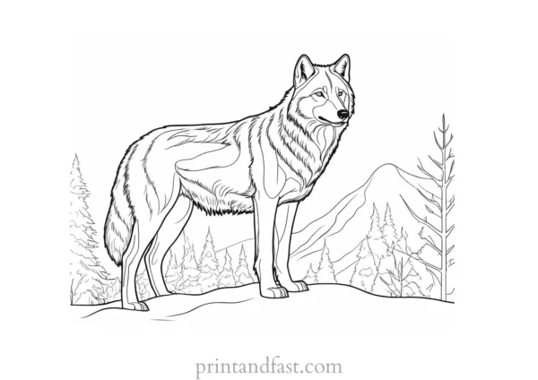 snowy wolf coloring page